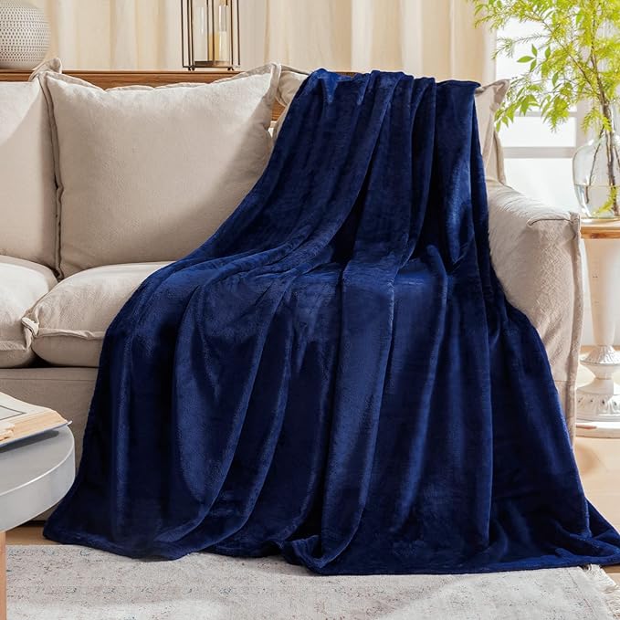 Fleece Plush Throw Blanket Navy Blue(50 by 60 Inches),Super Soft Fuzzy Cozy Flannel Blanket for Couch Sofa.Microfiber Blan...