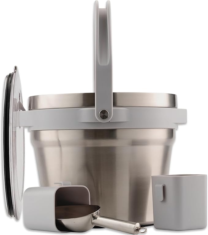 Large Insulated Ice Bucket with Lid – Stainless Steel Ice Bucket and Scoop – Ice Buckets for Parties, Bars – Ice Bucket wi...