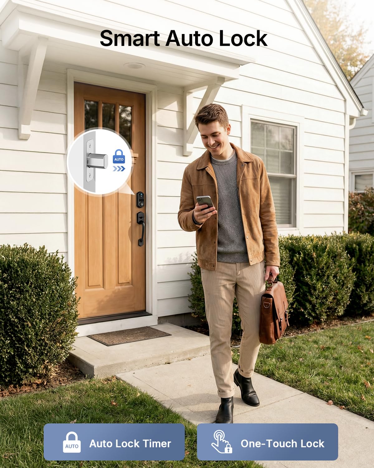 Smart Front Door Lock Set - Firstriver Keyless Entry Door Lock with Handle, Fingerprint Deadbolt, Keypad & Bluetooth App Control, Electronic Auto Lock, Compatible with Alexa & Google Assistant, Black