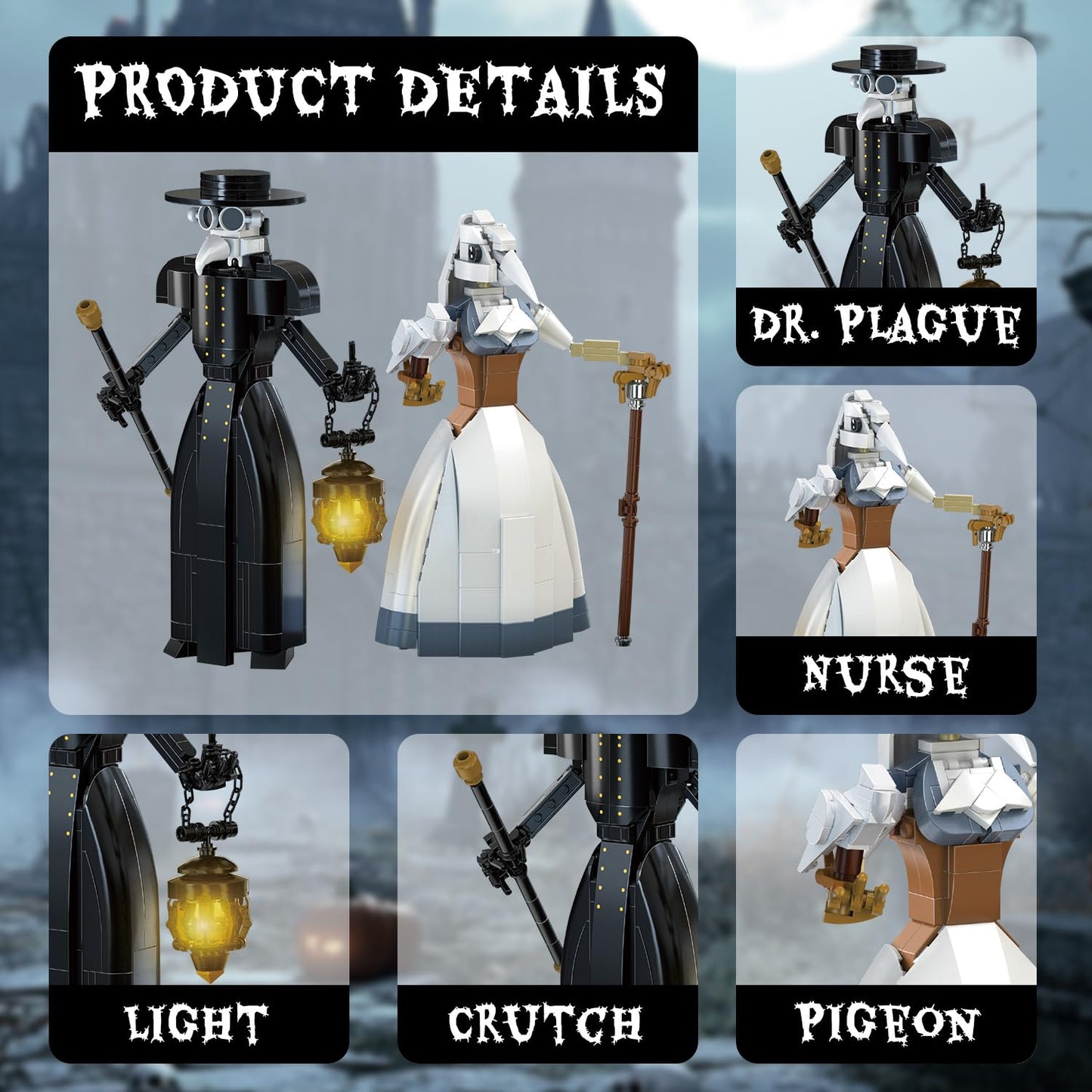 Plague Doctor Building Blocks Set - Medieval Themed Collectible Toy for Adults and Kids - Creative Construction Kit Gift for Boys and Girls (500Pcs)