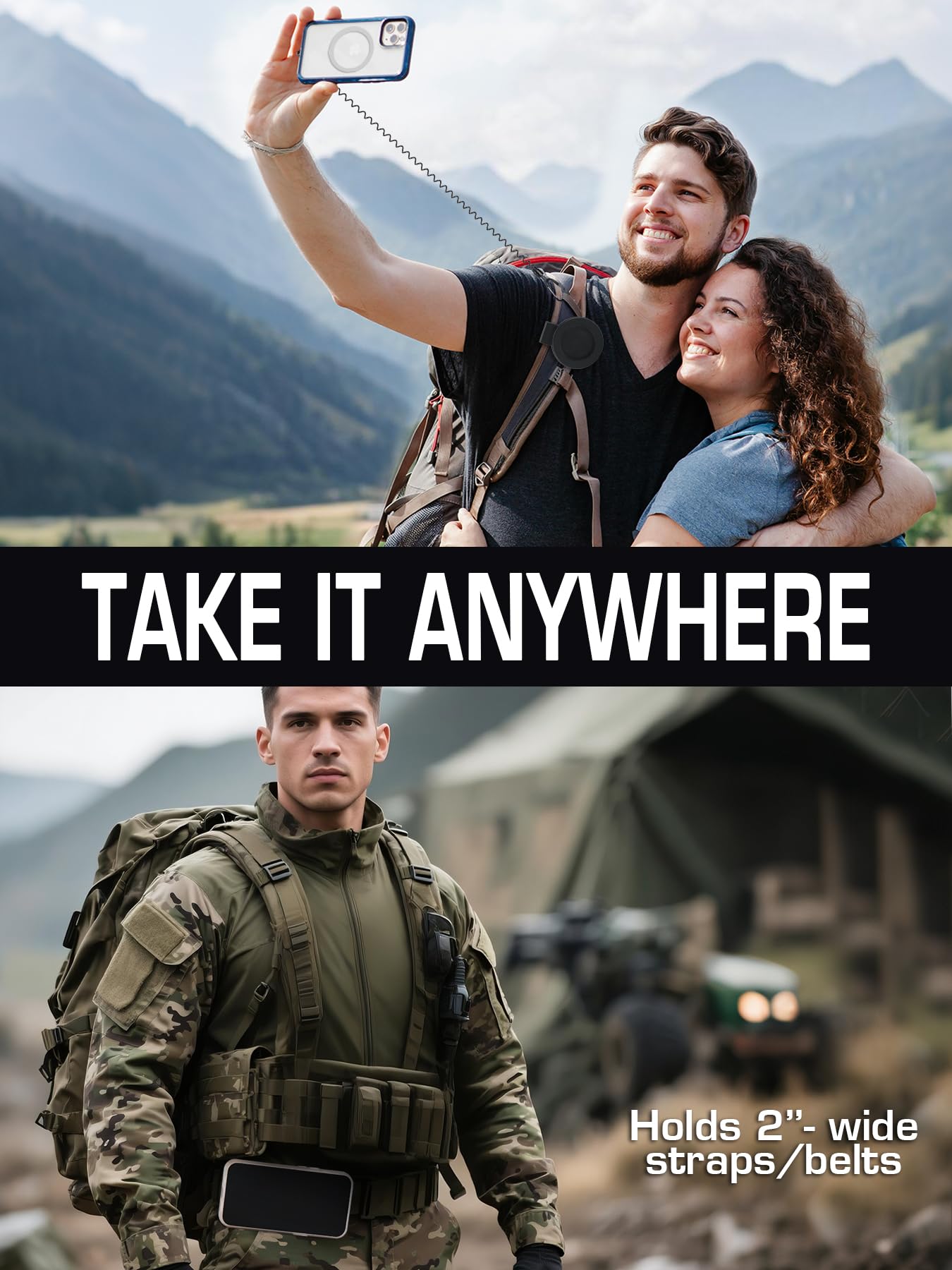 Eralcna Magnetic Belt Clip Universal Wrist/Backpack Phone Holder Mount For Running Hiking Traveling Tactical Gear Plate Carrier