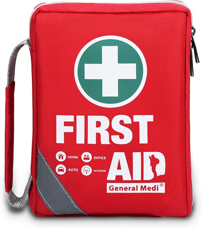 General Medi First Aid Kit - Small Compact First Aid Kit Bag(175 Piece) - Reflective Bag Design- Includes Instant Cold Pac...