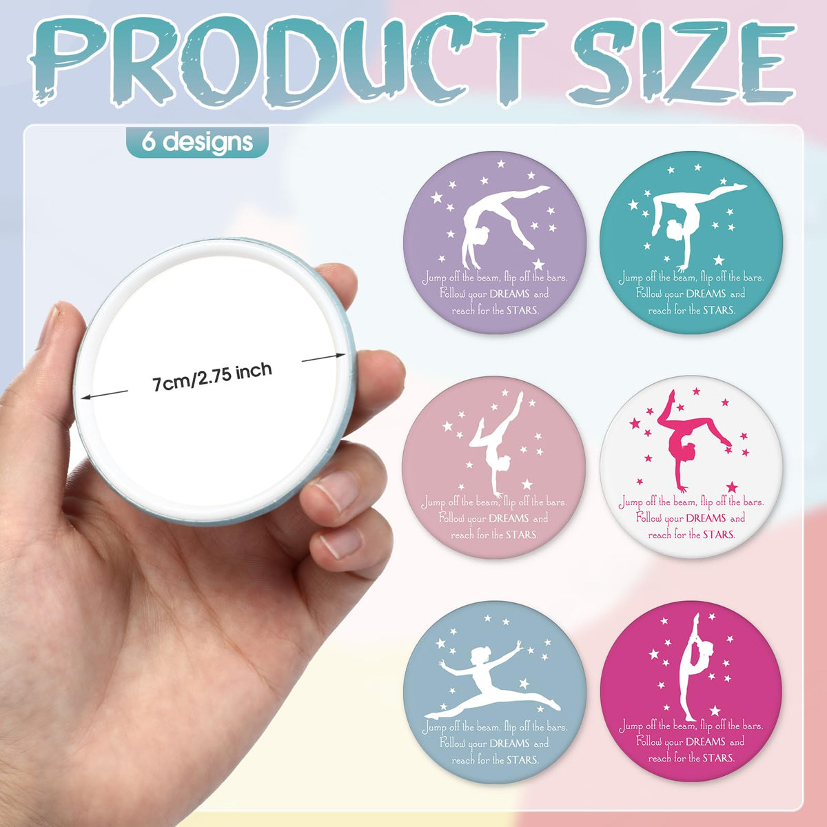 CroBlissful 18 Pcs Gymnastics Party Favor Bulk Mini Compact Mirror for Women 2.76 Inches Pocket Mirror Inspirational Gymnastics