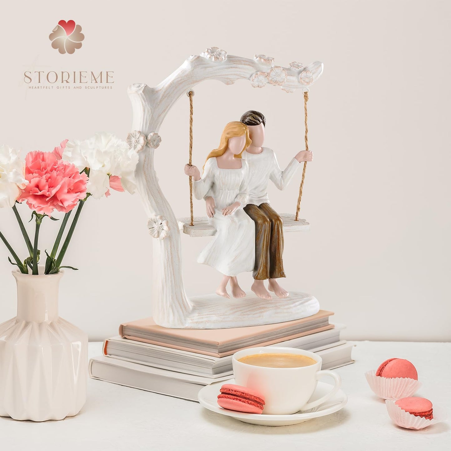 Storieme Wedding Gifts for Couple Anniversary - Romantic Couples Swing Figurine Sculpture - Unique Engagement Birthday Gift Ideas for Newlyweds Husband Wife Her Him