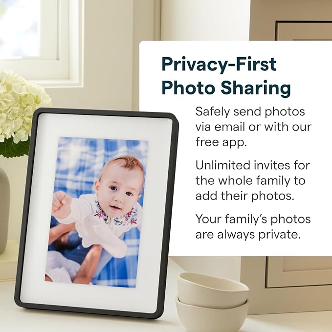 Skylight Digital Picture Frame 2 – 10" Full HD Wi-Fi Touch Screen, 16GB Digital Photo Frame, Load Photos & Videos Directly from Phone, Anti-Glare – Personalized Gifting, Charcoal Metal Shadow Box