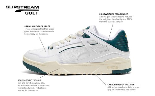 pumagolf Slipstream G Golf Shoe, Puma White-DEEP Navy, 15