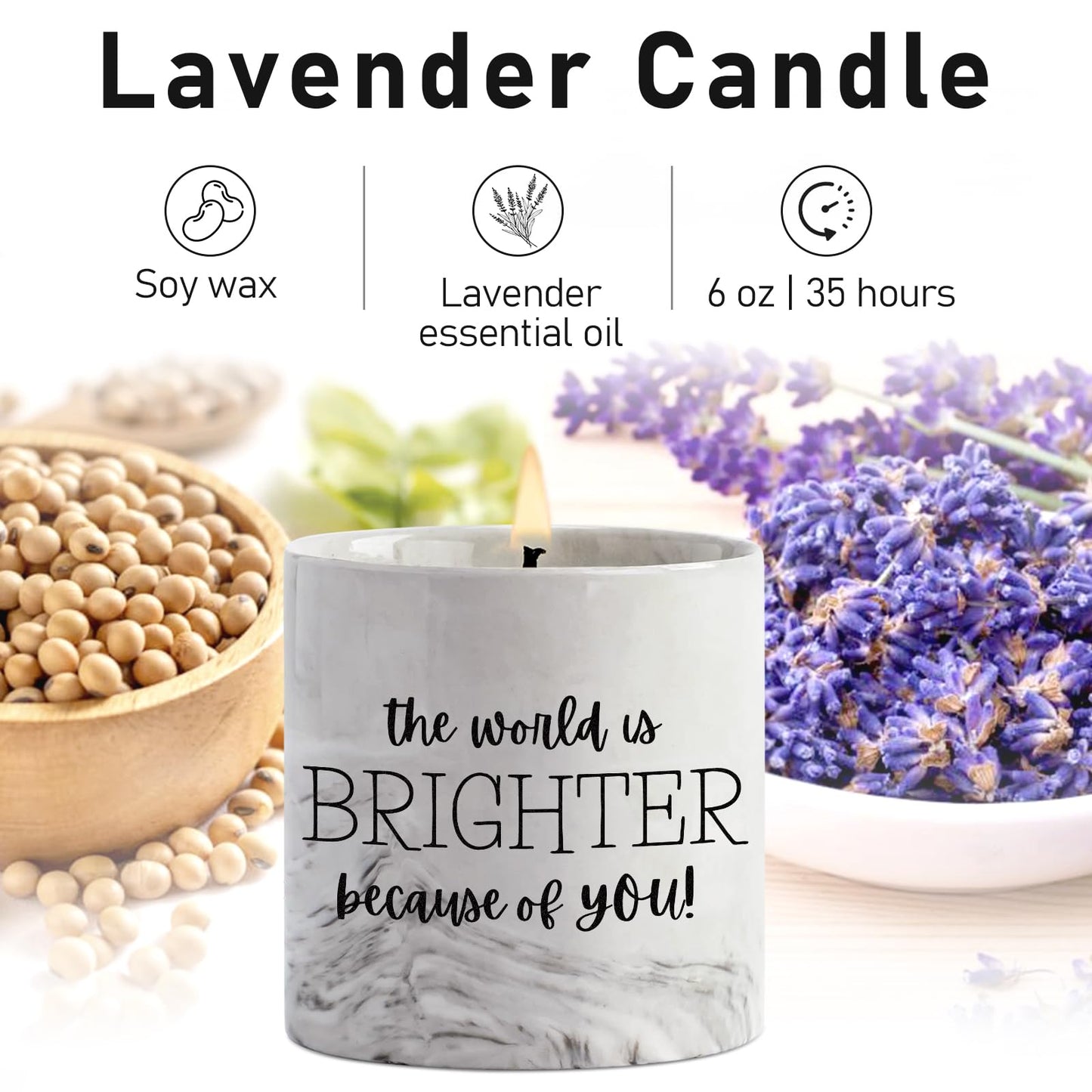 FreeJac Friendship Lavender Candle - Thank You Gift for Women, Moms, Best Friends & Teachers - 6 Oz Inspirational Lavender Candle Jar