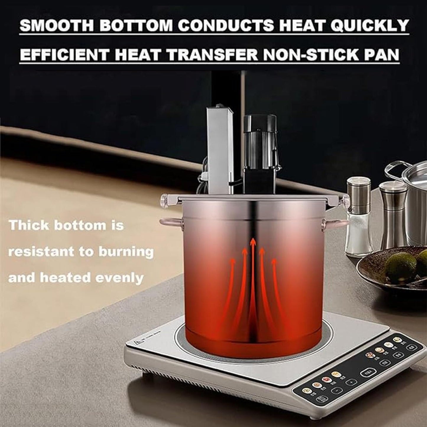 Automatic Food Mixer -Commercial Heating Mixer With 4 Blade Stirring Scraper,for Making Jam, Sauce, Filling, Hot Pot Seasoning Bottom Soup Stirre(15L)