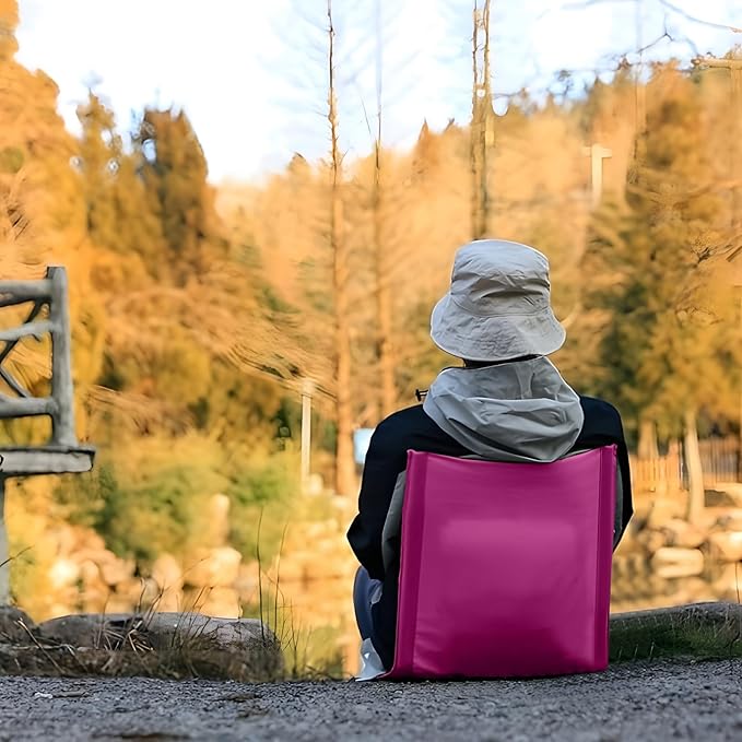 LynsaTac Folding Stadium Seat Cushion with Backrest, Portable Bleacher Pad for Camping, Fishing,15.8'' x 16.5'',Lightweight Chair with Backrest for Outdoor Sports and Concerts (Rose Pink)