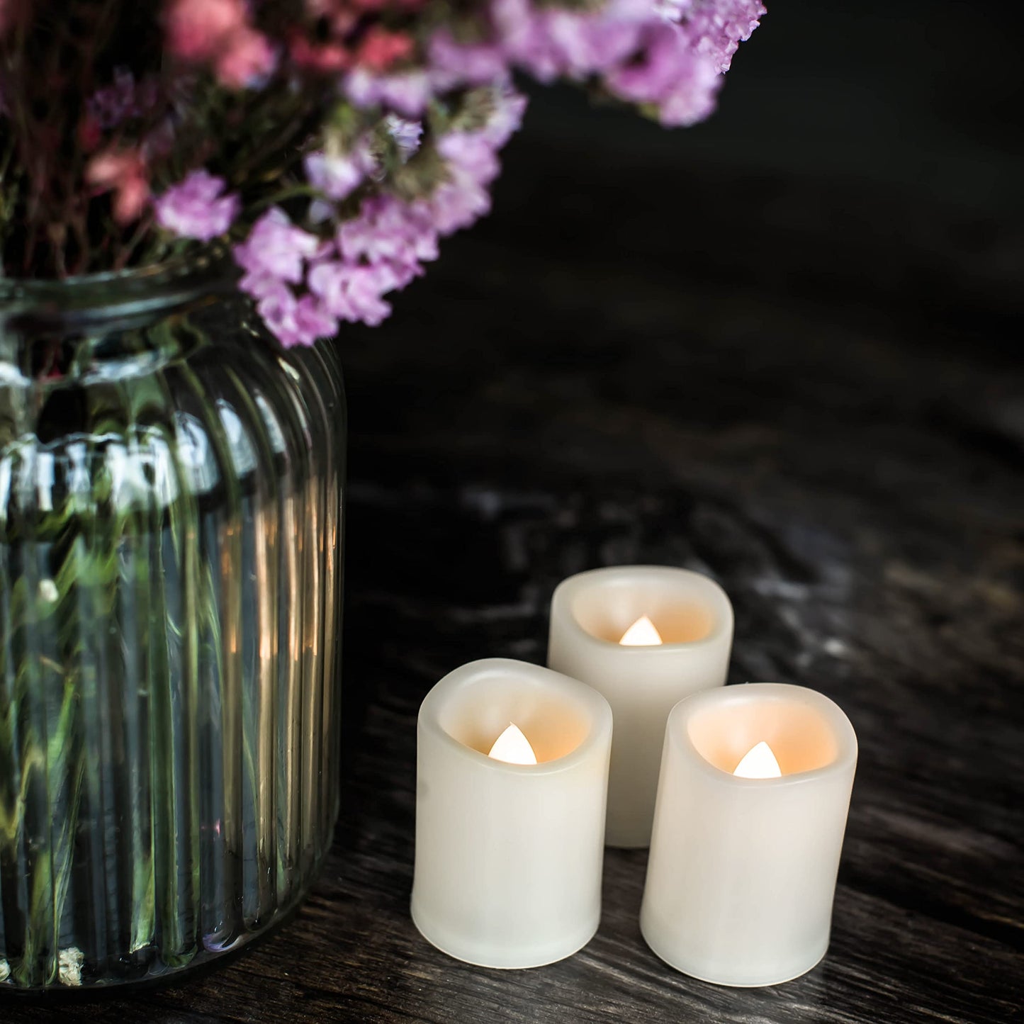 Battery Operated Flameless Votive Tea Lights Realistic Bright Flickering Electric Fake Tealight LED Candles Halloween Pumpkin Christmas Wedding Party Festival Celebration Tabletop Decorations 36 Pack