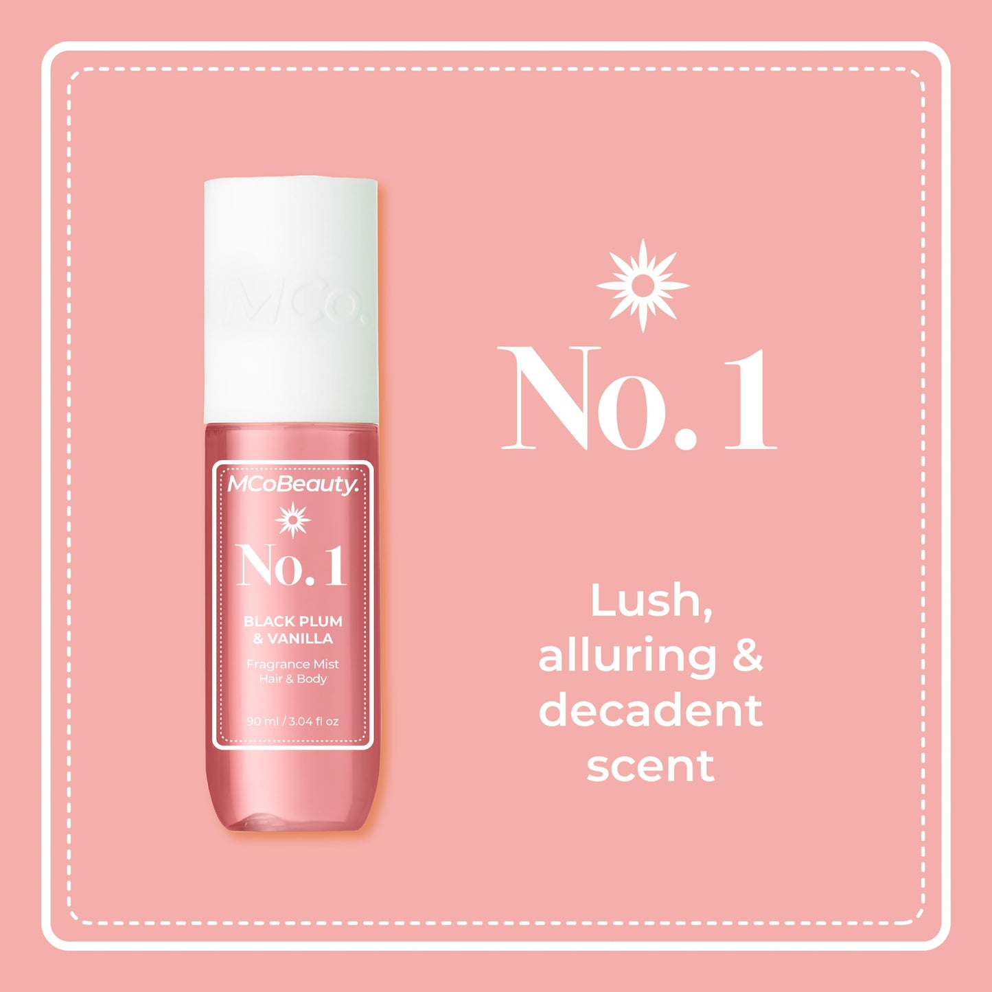 MCoBeauty - Fragrance Mist No.1 - Light Body Mist and Hair Perfume with Plum, Vanilla and Musk - Gifts for Women, Feminine Spray, Self Care Gifts for Women - 90ml Bottle