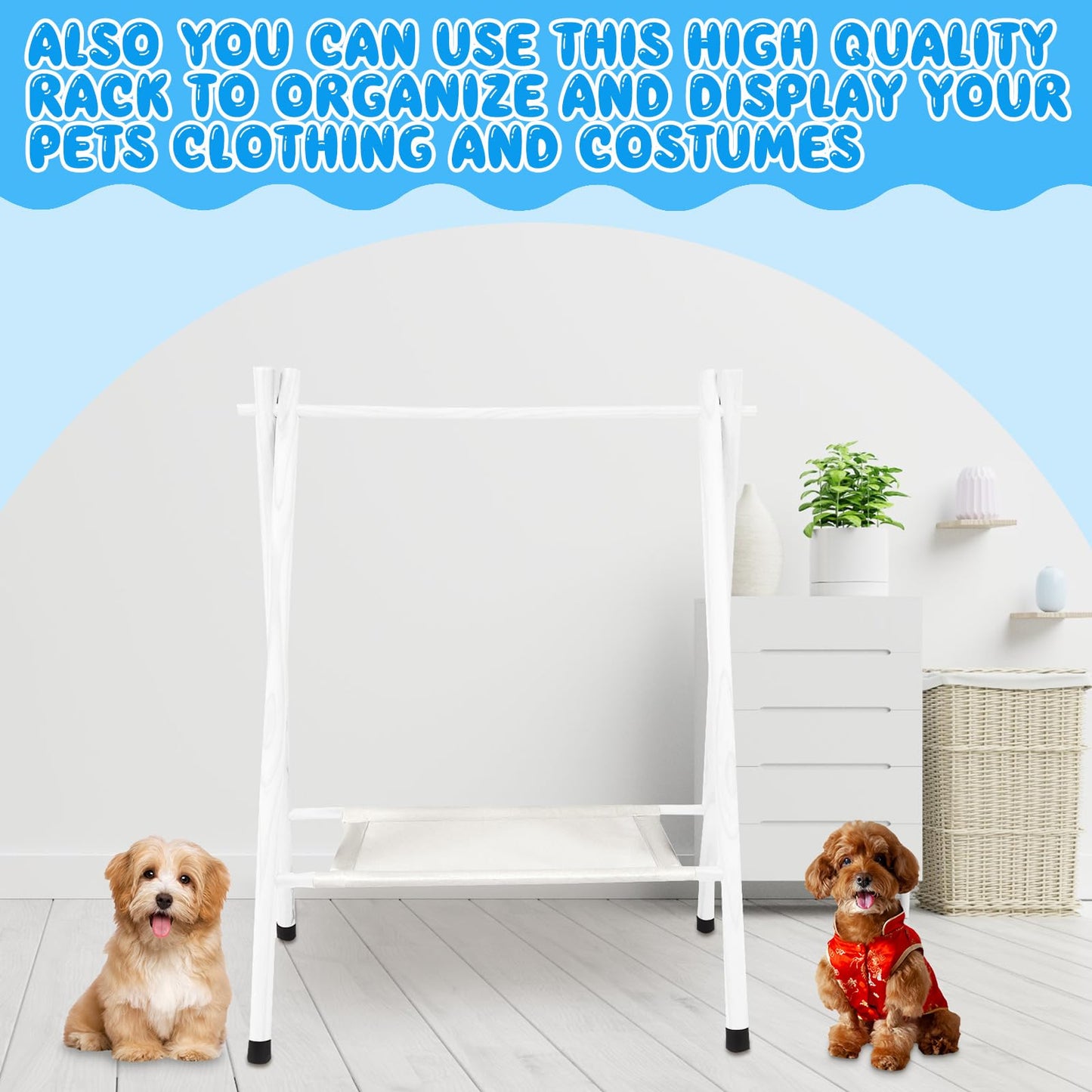 Queekay Baby Clothing Rack for Baby Shower Toddlers Wooden Kids Dress up Rack with Storage Shelf for Toddler Dogs Pets Small Clothes Kids Garment Closet(28.7" H, White)