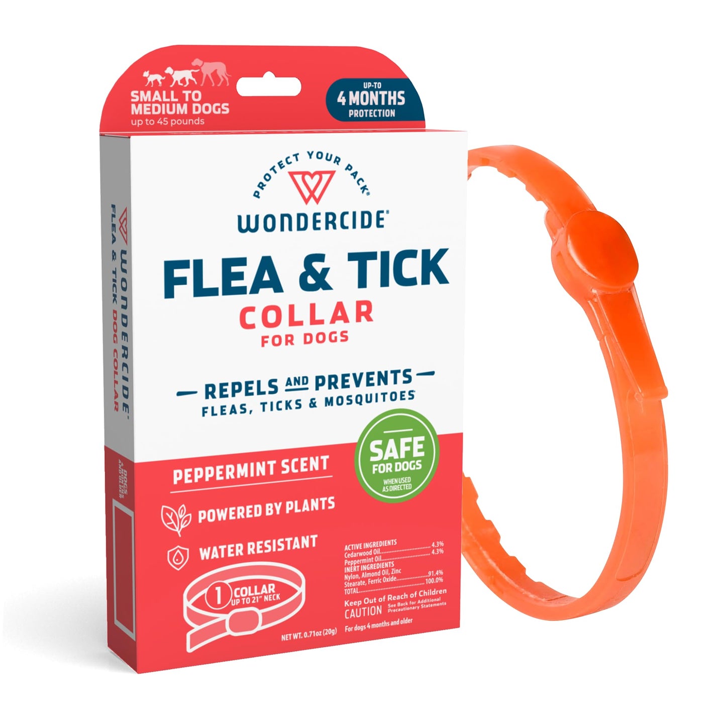 Wondercide Dog Collar - Flea, Tick, and Mosquito Repellent for Dogs - with Natural Essential Oils - Up to 4 Months Protection - Small Medium