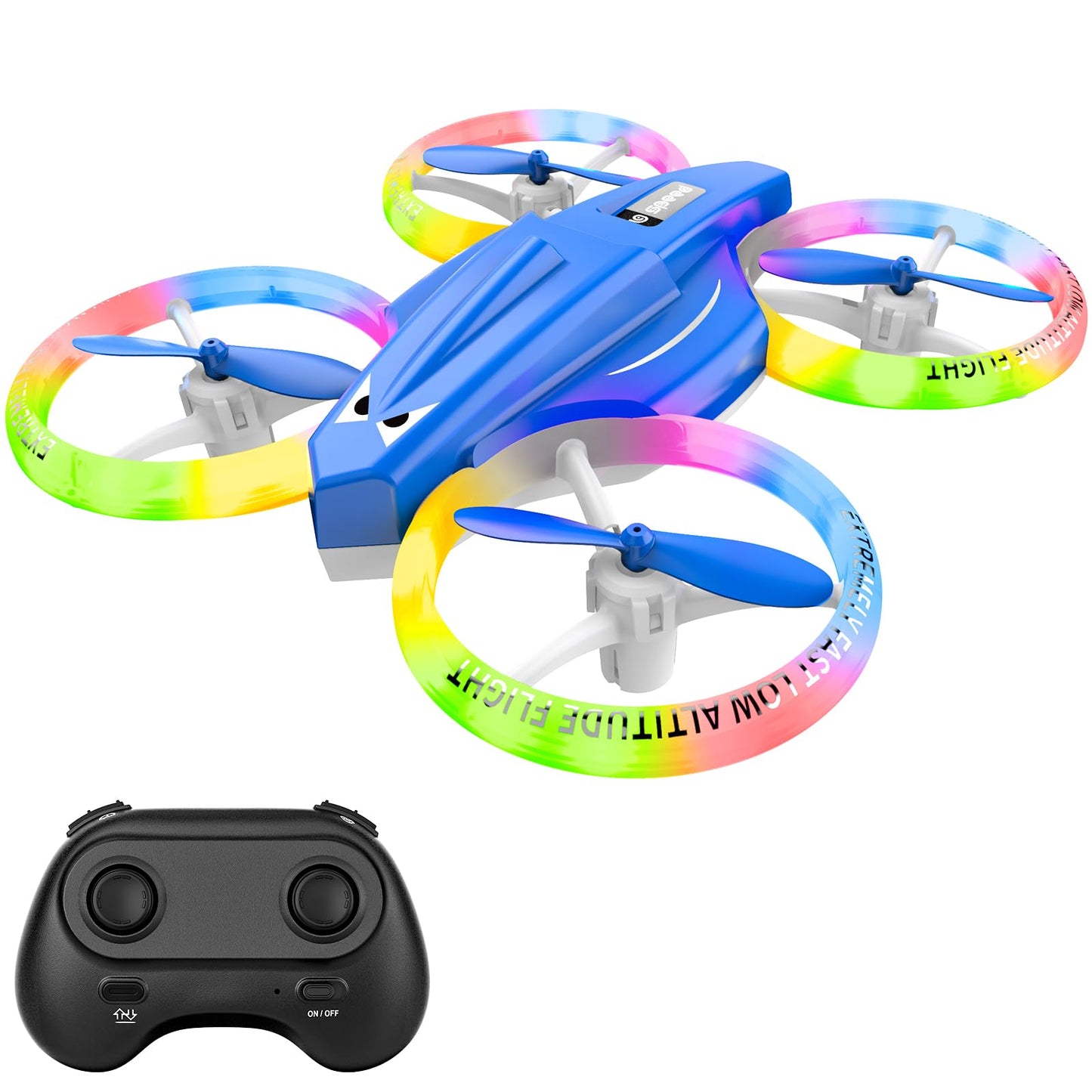 Lisoco Drone, Mini Drone for Kid and Beginner with Led Light, Small Indoor Rc Drone with 360 Flip, 2 Batteries, One Key Take Off Landing, Kids Flying Toy Gift for Boy and Girl（Dark Blue)