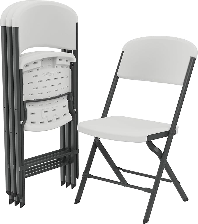 LIFETIME Folding Chairs, Heavy Duty Foldable Chair Contoured for Comfort, 4-Pack