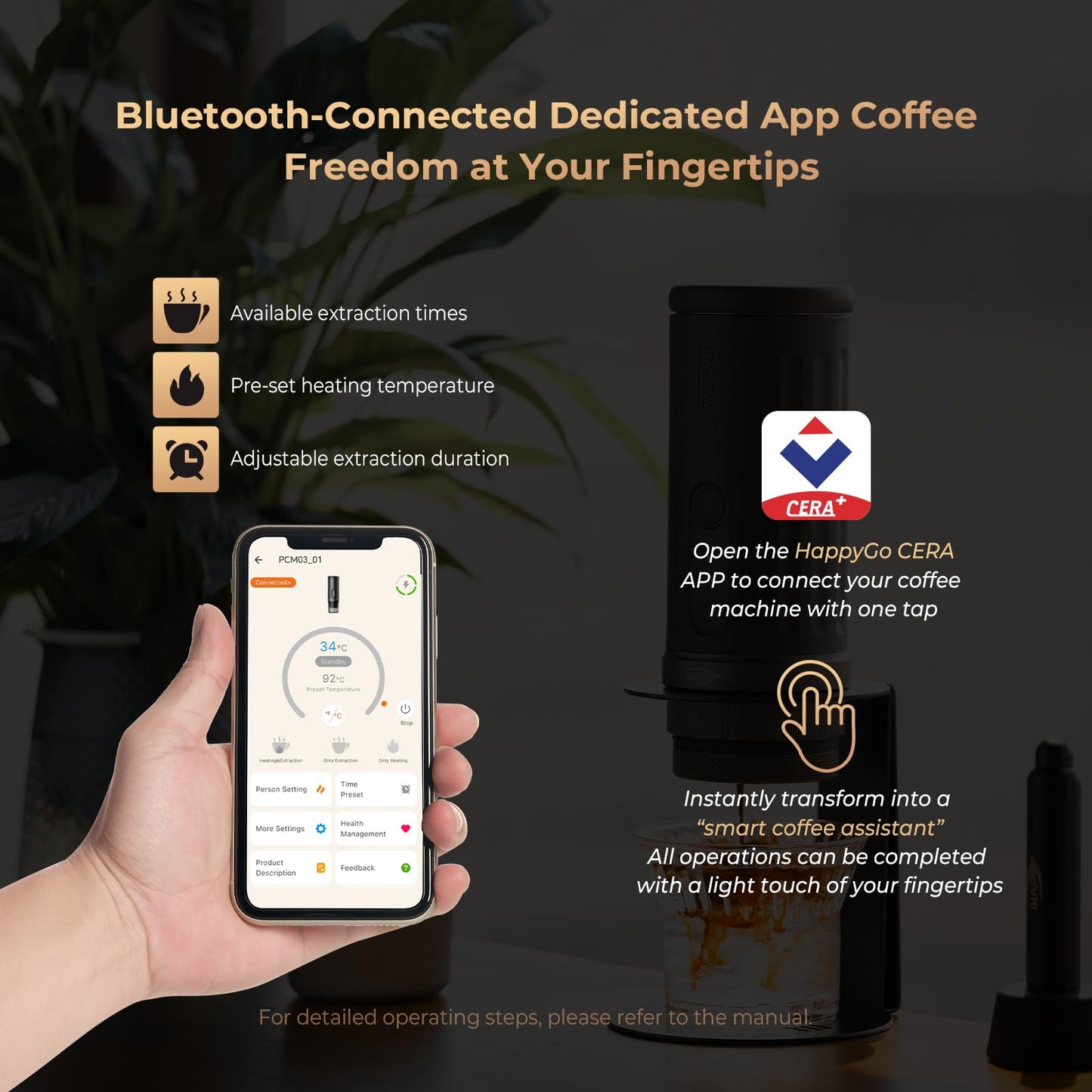 IKAPE Newly KAPO K2 Pro Portable Espresso Machine with Bl uetooth APP Connect & 58mm Bottomless Basket, Electric Coffee Maker 20 Bar Pressure, for Home, Travel, Camping