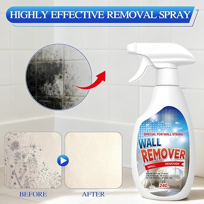 Highly Effective Removal Spray, Wall Cleaner Spray, Dust and Dirt Removal, 8.12 Fl oz, for Wood, Tile, Fabric, Bathrooms, Kitchens