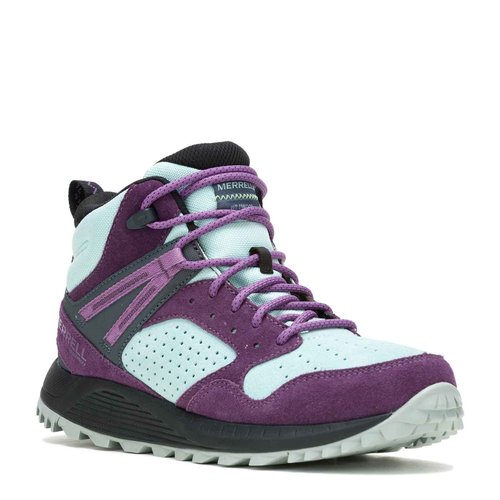 Merrell Women's Wildwood Mid Leather Waterproof Hiking Shoe, Frost Blue, 7