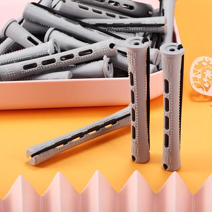 WILLBOND 60 Pcs Perm Rods for Long Hair Plastic Curl Rods Cold Wave Irons Curling Roller for Hair Styling Hairdressing Tools(0.59 Inch,Gray)