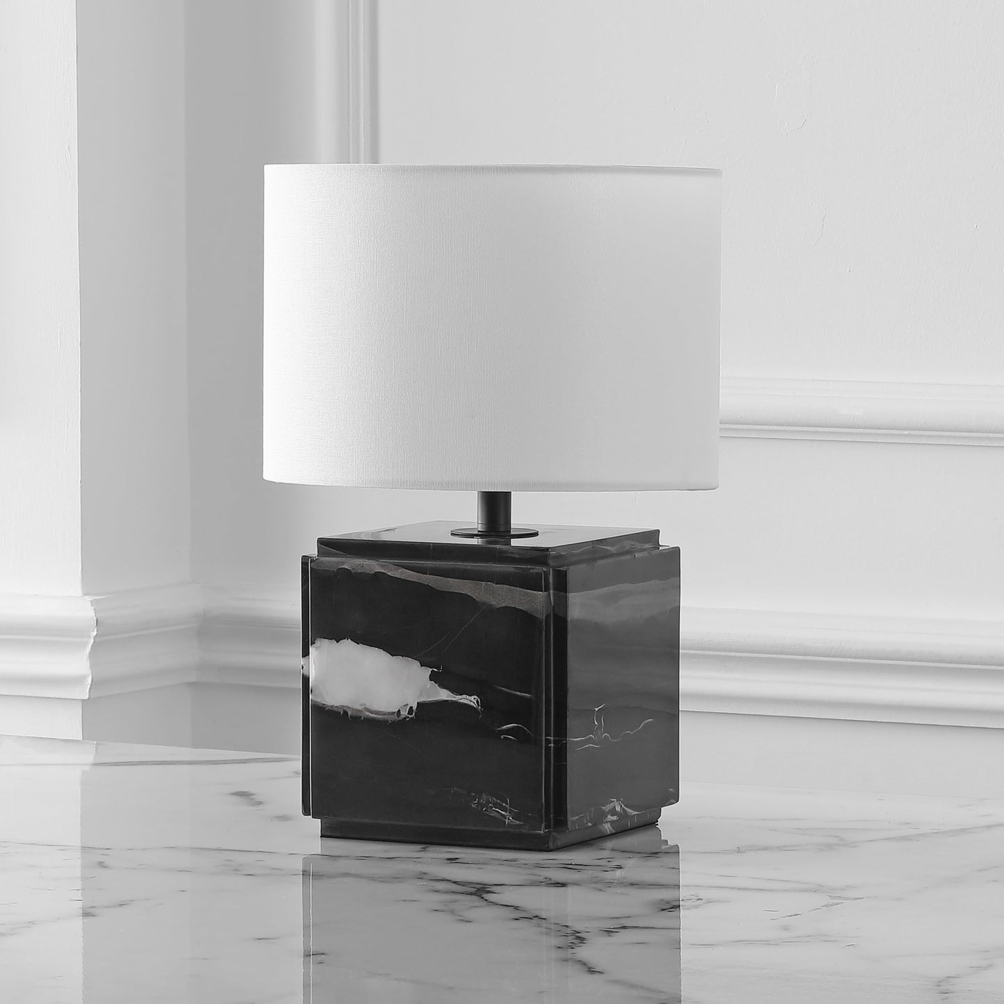 SAFAVIEH Couture Lighting Collection Zahra Black/White Marble 15-inch Dimmable Table Lamp for Bedroom Living Room Home Office Desk Nightstand (LED Bulb Included)