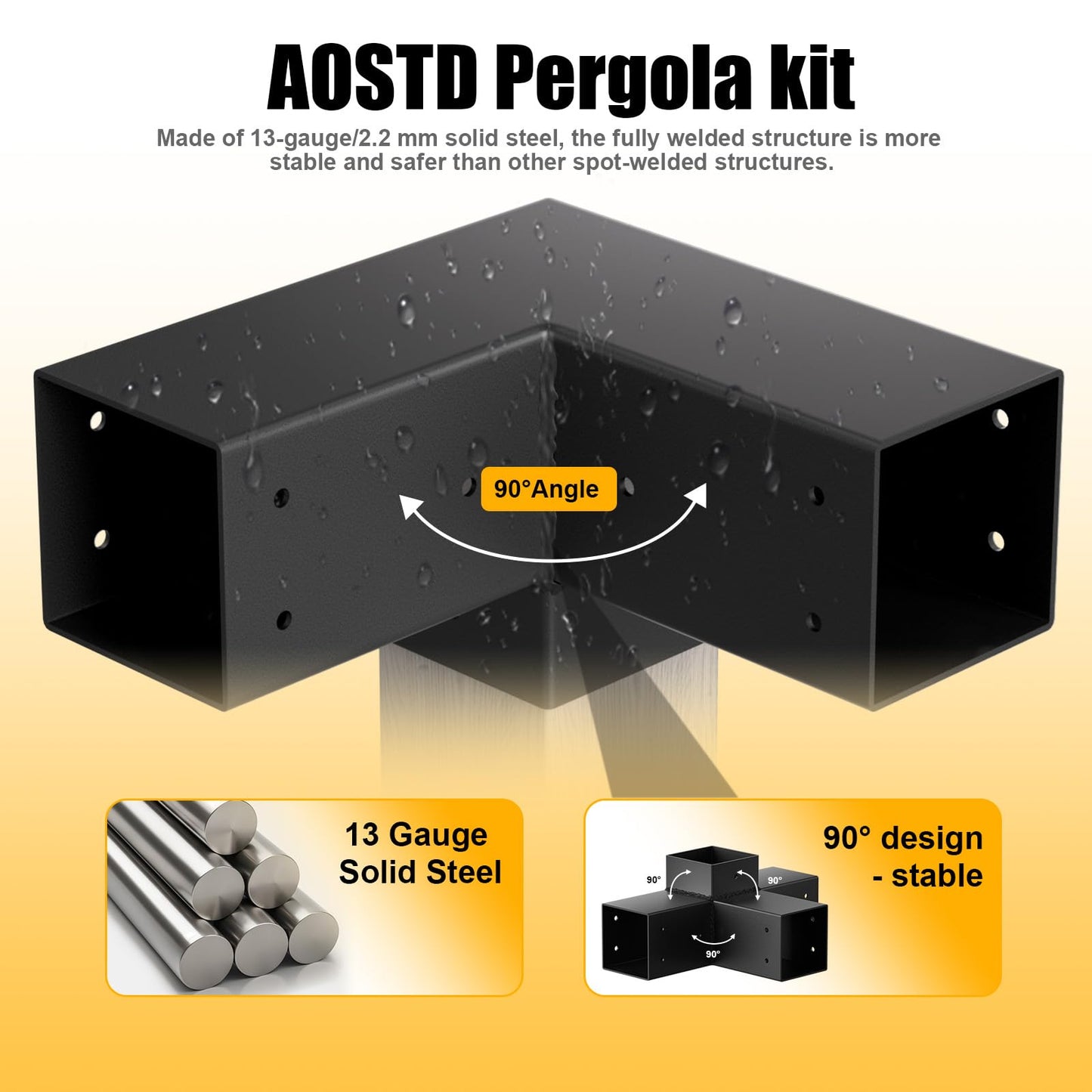 Pergola Kit, Pergola Bracket kit for 4"x 4" (Actual 3.5" X 3.5") Lumber, DIY Pergolas Brackets with 3-Way & 4-Way Corner Bracket, Gazebo Brackets Kits for Gardens, Pergolas, Courtyard (12 pc)
