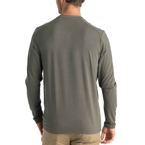 Free Fly Flex Long Sleeve Henley - Bamboo Viscose with UPF 50+ Sun Protection, Soft Stretch Sun Shirts for Men’s Fly Fishing - Fatigue, X-Large