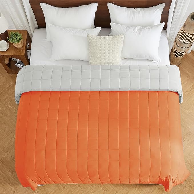 yescool Weighted Blanket for Adults (30 lbs, 88” x 104”, Orange) Cooling Heavy Blanket for Sleeping Perfect for 290-310 lbs, King Size Breathable Blanket with Premium Glass Bead