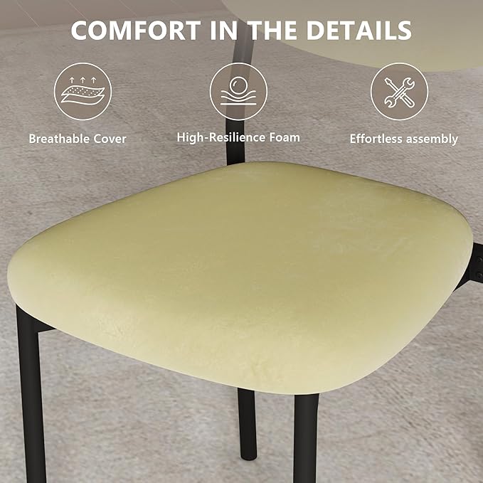 Einhomn Upholstered Dining Chairs Set of 6, Stackable Modern Dining Room Chairs, Kitchen Chairs w/Soft Velvet Backrest & Sturdy Metal Legs for Restaurant, Living Room, Light Green