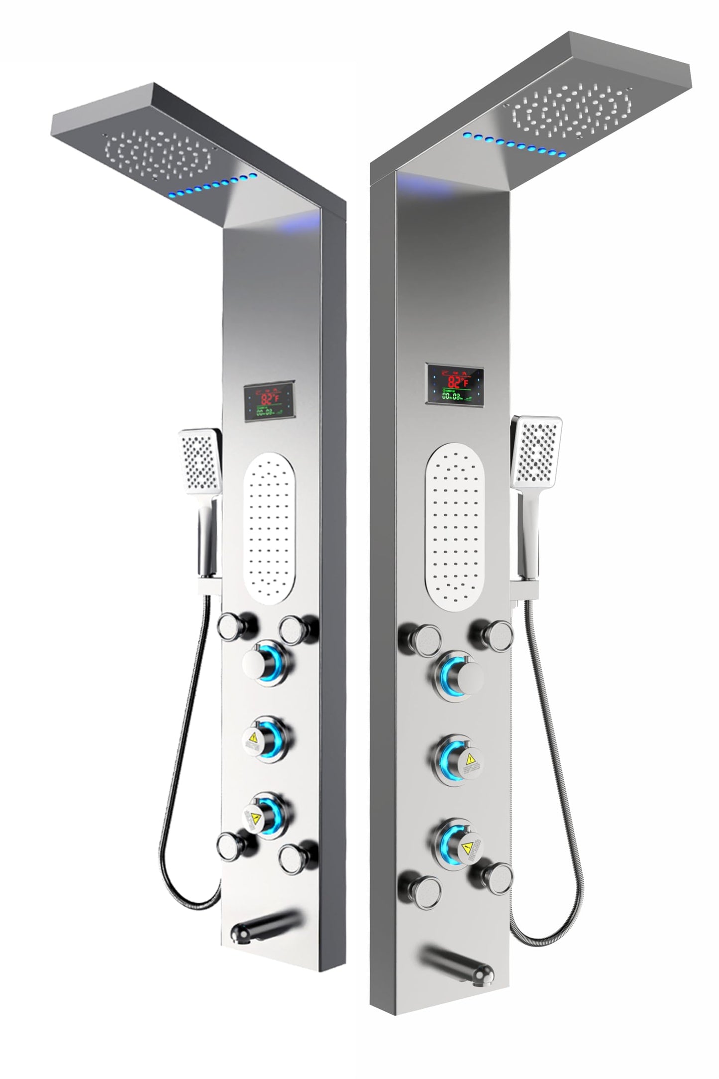 ELLO&ALLO LED Shower Panel Tower System, Rainfall and Mist Shower Head Rain Massage with Body Jets, Brushed Nickel