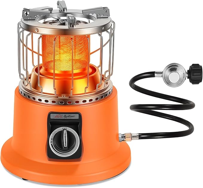 3000W 2 in 1 Portable Propane Heater Outdoor Heater Gas Stove Cooking Stove with Handle Pot Stand Gas Pipe for Patio RV Ca...