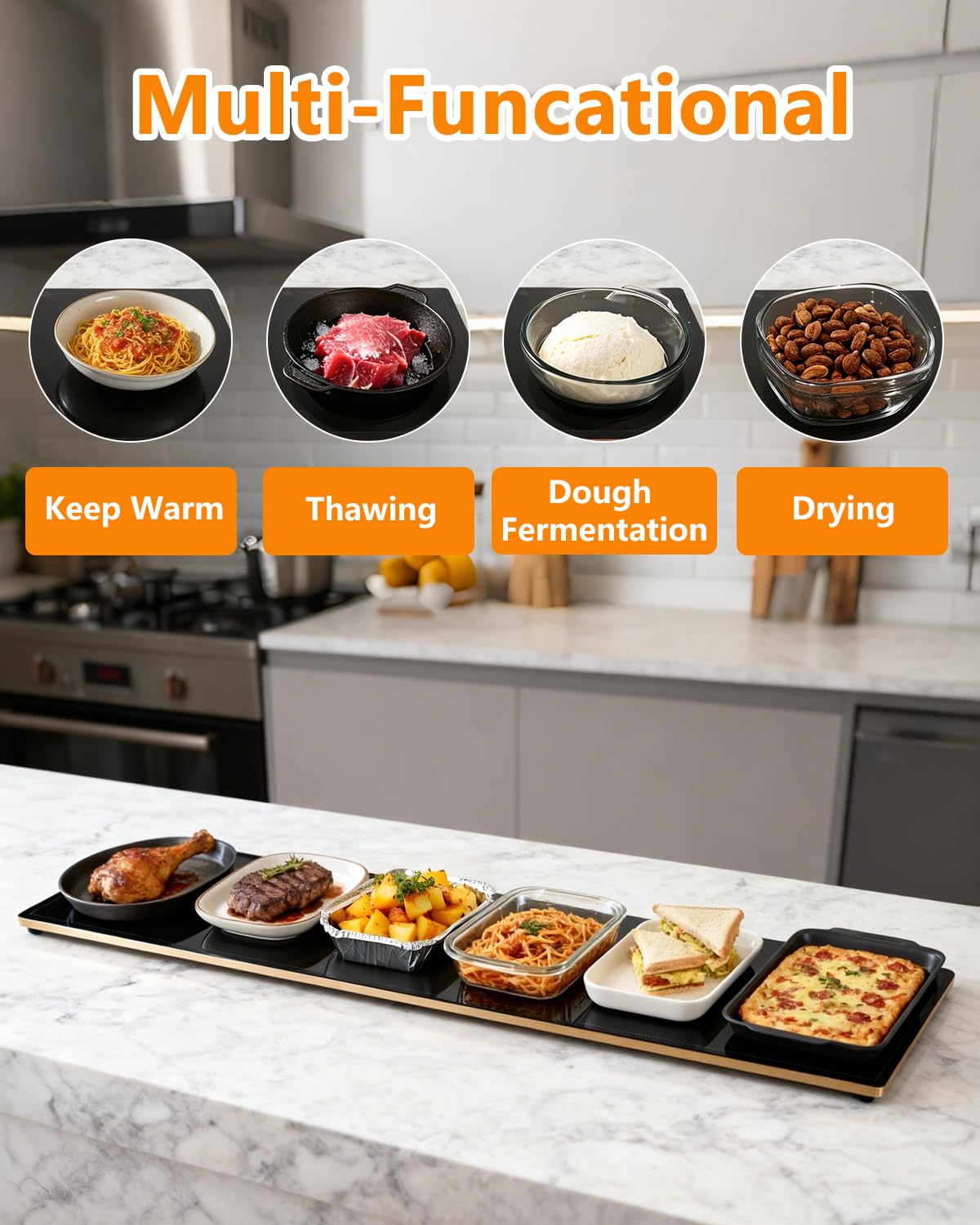 Electric Warming Tray,Extra Large Food Warming Mats with Temp-Settings & Timmer,Full Surface Heating Electric Food Warmer Mat Keep Food Warm at Buffet, Party, Sabbath, Daily Use (XXXL(47 * 14"))