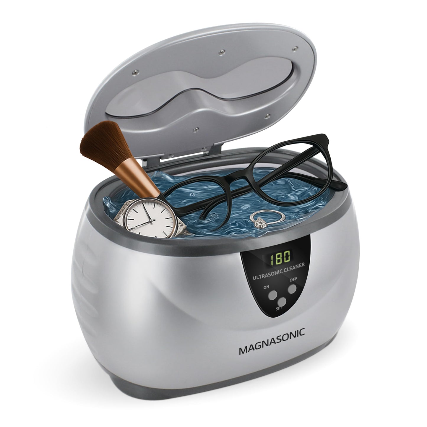 Magnasonic Ultrasonic Cleaner - 20oz Stainless Steel Tank, Digital Timer, 5 Cleaning Modes, Ultrasonic Jewelry Cleaner for All Jewelry, Eyeglasses, Watches, Dentures, Retainers & More