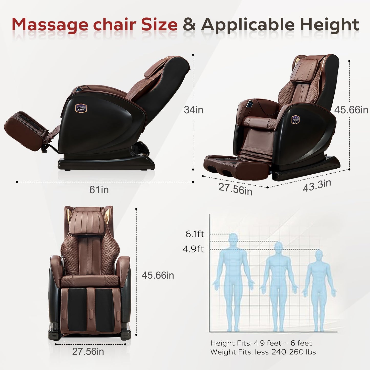 KEIKI 2026 Massage Chair Full Body, Zero Gravity Recliner, Upgraded Calf & Foot Rollers, Waist & Leg Heating, Bluetooth Speaker and Remote Control, Brown