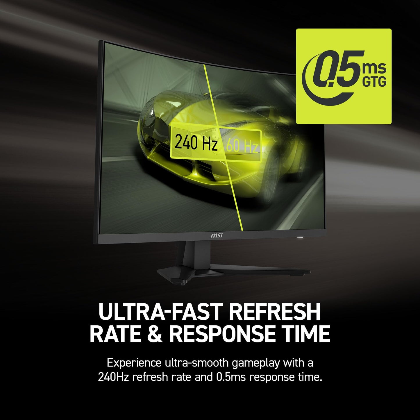 msi MAG 275CF X24 27-inch 1920 x 1080 (FHD) Gaming Monitor, 240Hz, FreeSync Premium, HDR Ready, HDMI, VGA Port, VESA Mountable, Tilt, 4-Side Slim Bezel, 0.5ms, Black