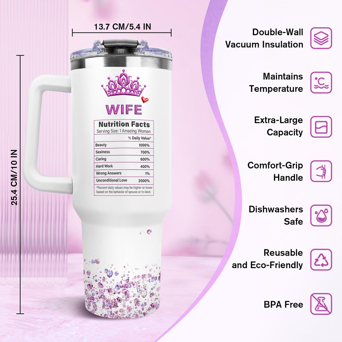 Gifts for Wife from Husband - Anniversary Wedding Gifts for Women - Mothers Day Christmas Tumbler Gift for Wife - Birthday Present for wifey - Valentines Day Gift for Her - to My Wife's 40 Oz Tumbler