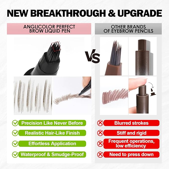 Anglicolor Microblading Eyebrow Pen, Liquid Eyebrow Pen, Square Angled Eyebrow Brush Natural Hair-Like Brow, Long-Lasting, Waterproof Eye brow Pencil for Women and Girls Makeup (03 Caramel Blonde)