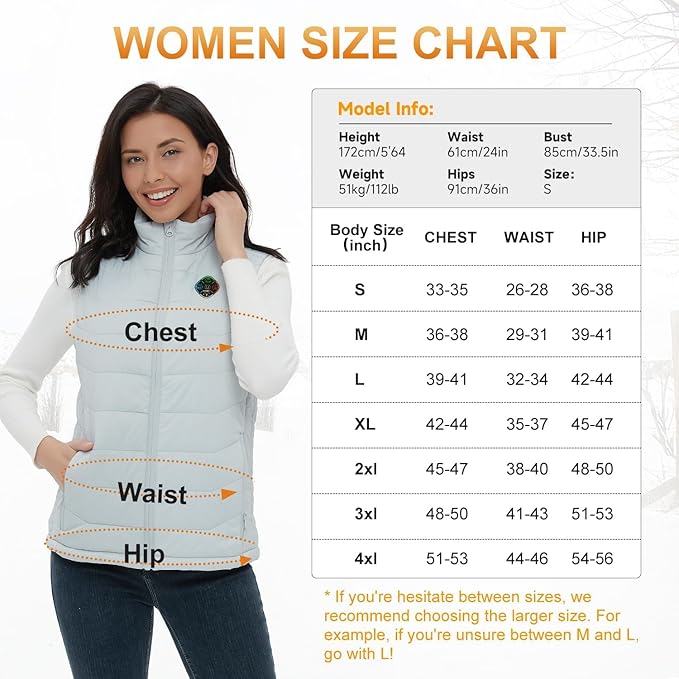 KOVNLO Heated Vest Women, (Battery Pack Not Included) Smart Controller With Lights-out, Electric Warming Heated Jackets