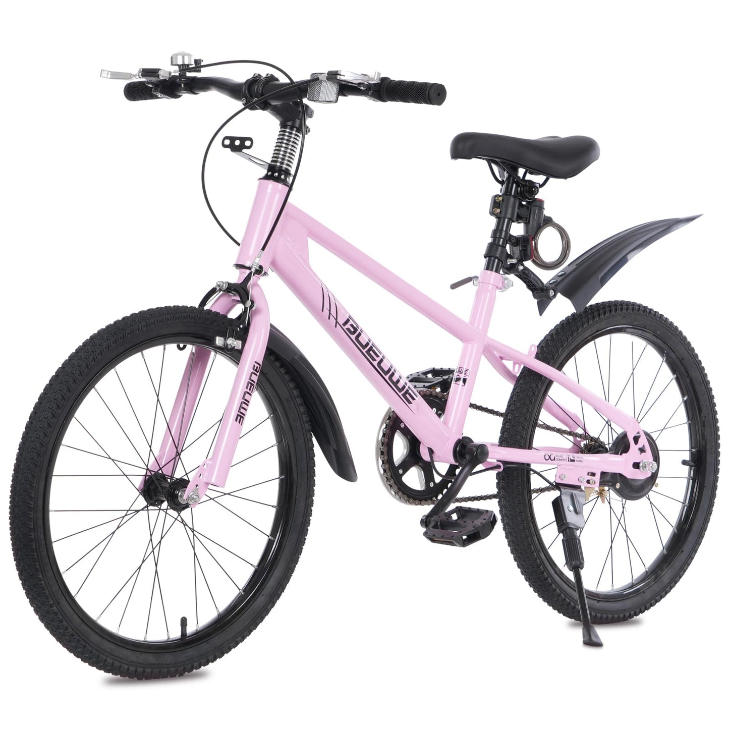 Bueuwe 20 24 Inch Mountain Bike for Kids Ages 6-12 Year Old, Kids' Bicycles with Dual Brakes, Adjustable Seat and Kickstand, Single Speed Bikes for Young Riders,Pink,20 Inch