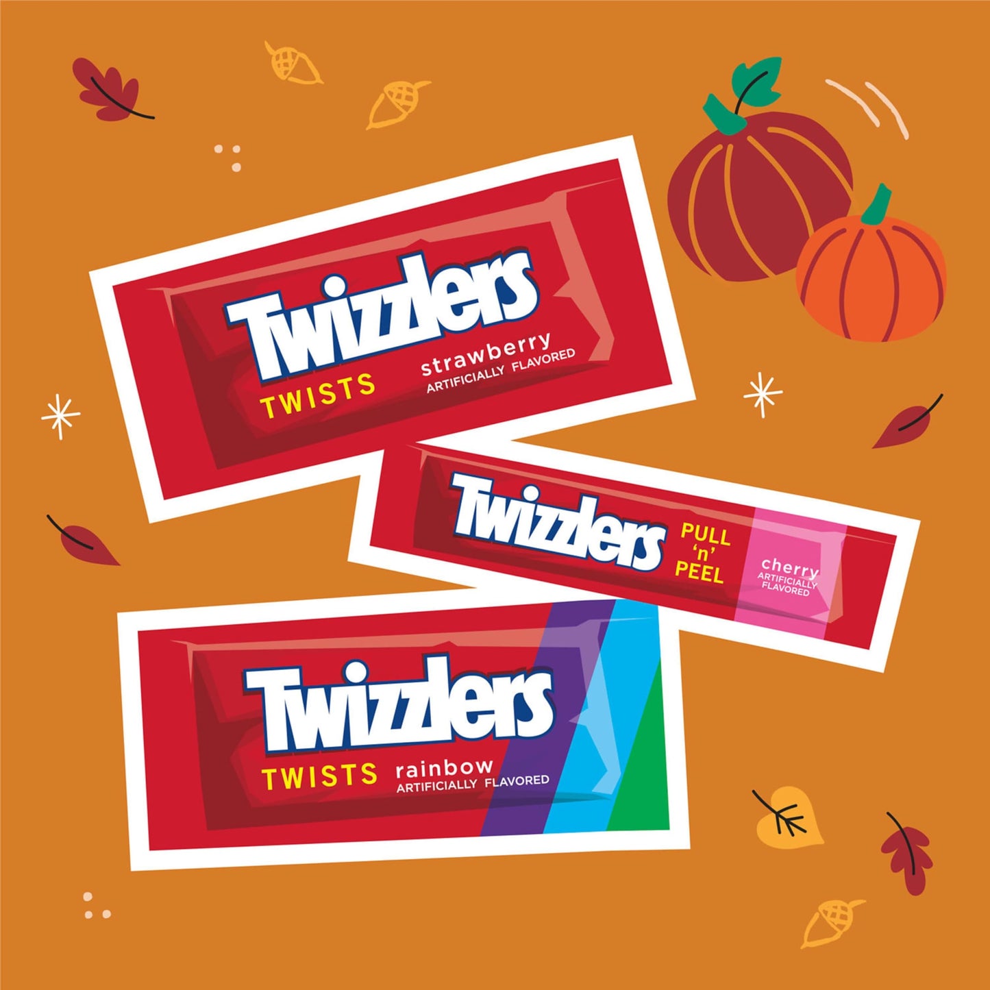 TWIZZLERS Assorted Fruit Flavored Snack Size Chewy, Halloween Candy Bag, 25.3 oz (60 Pieces)
