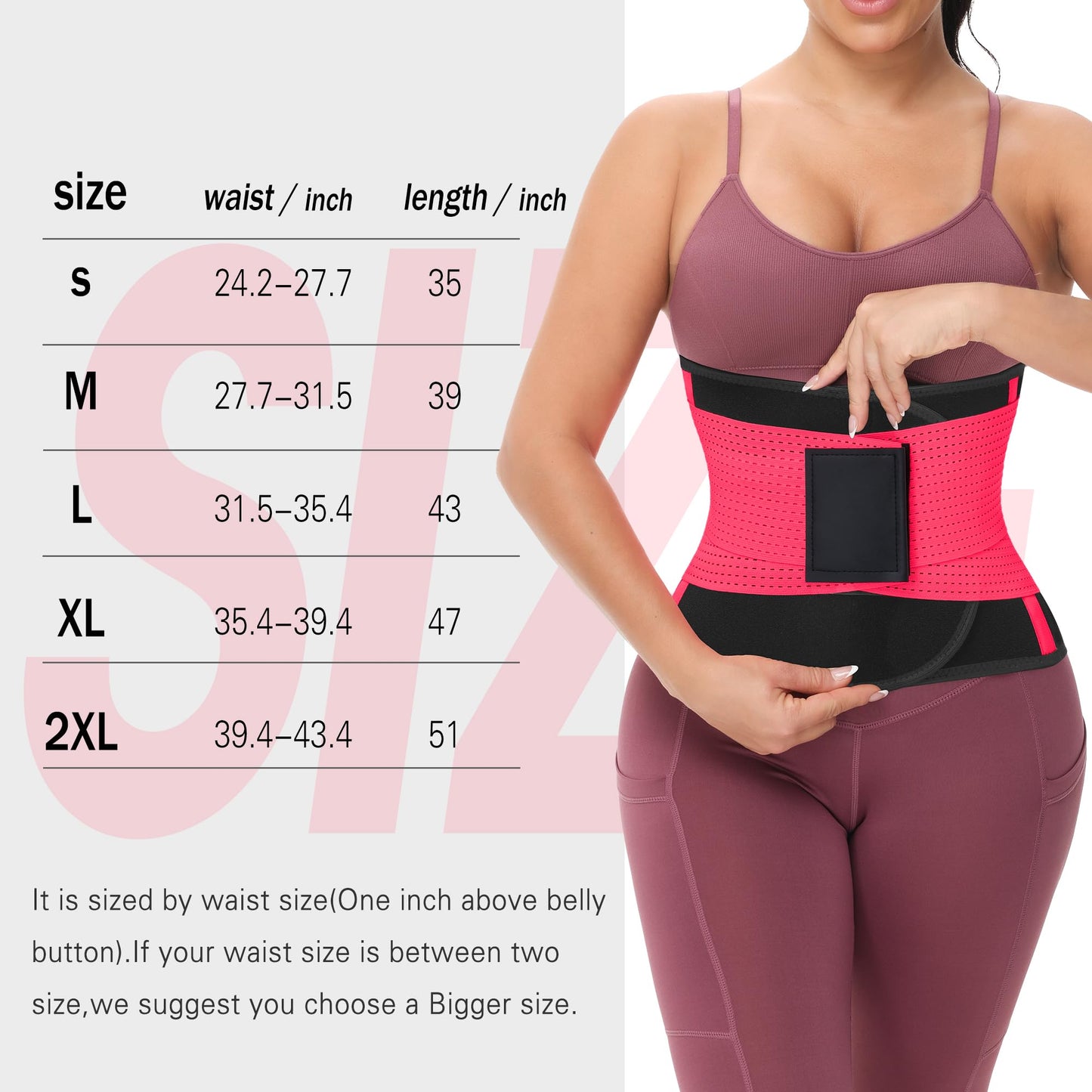 VENUZOR Waist Trainer Belt for Women - Waist Cincher Trimmer - Slimming Body Shaper Belt - Sport Girdle Belt (UP Graded)(Hot Pink,X-Large)
