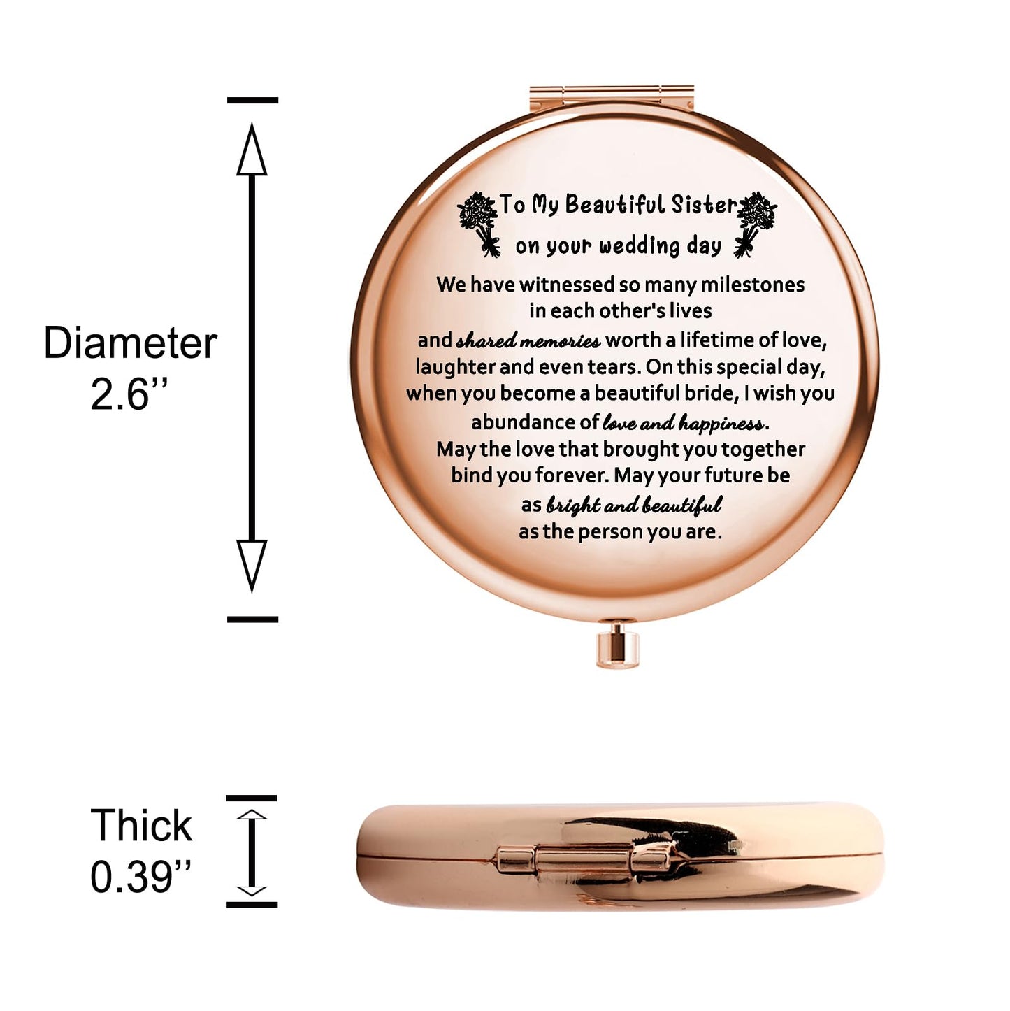 WSNANG Sister's Wedding Makeup Mirror - Bridal Shower Gift With Light, Magnification & Storage