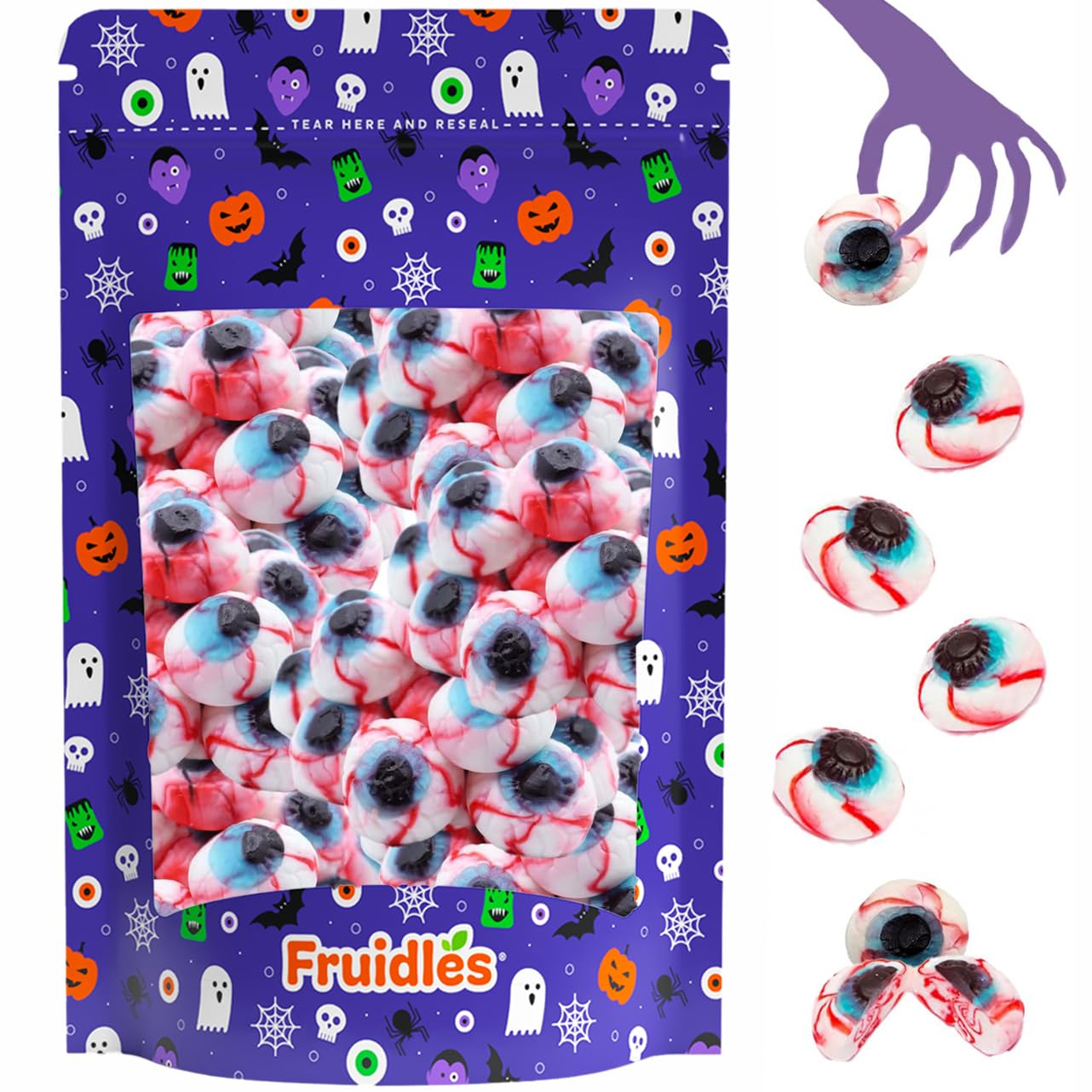Fruidles Gummy Eyeballs Halloween Candy, Trick-Or-Treat Party Bag Fillers, Party Favor (Half-Pound)