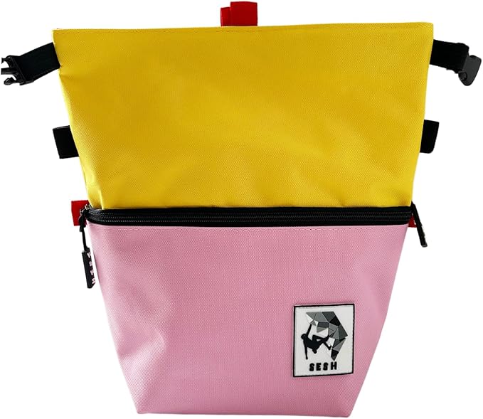 SESH Chalk Bucket - Large Size Chalk Bag for Climbing & Bouldering with Magnetic Closure, 4 Brush Holders, & 2 Side Pocket...