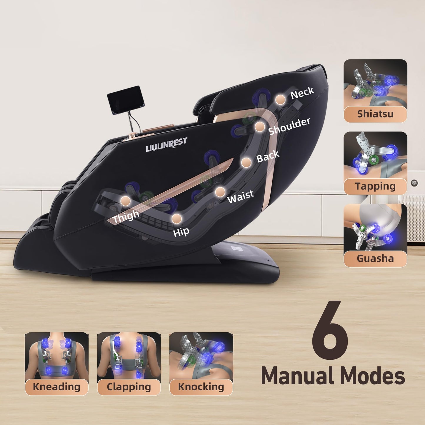 LIULINREST 2026 4D Massage Chair Full Body, Zero Gravity Massage Chair with SL-Track & Heating, Massage Shiatsu Recliner Chair with Smart Voice Control, Touchable Screen, Airbags, Foot Rollers (BLACK)