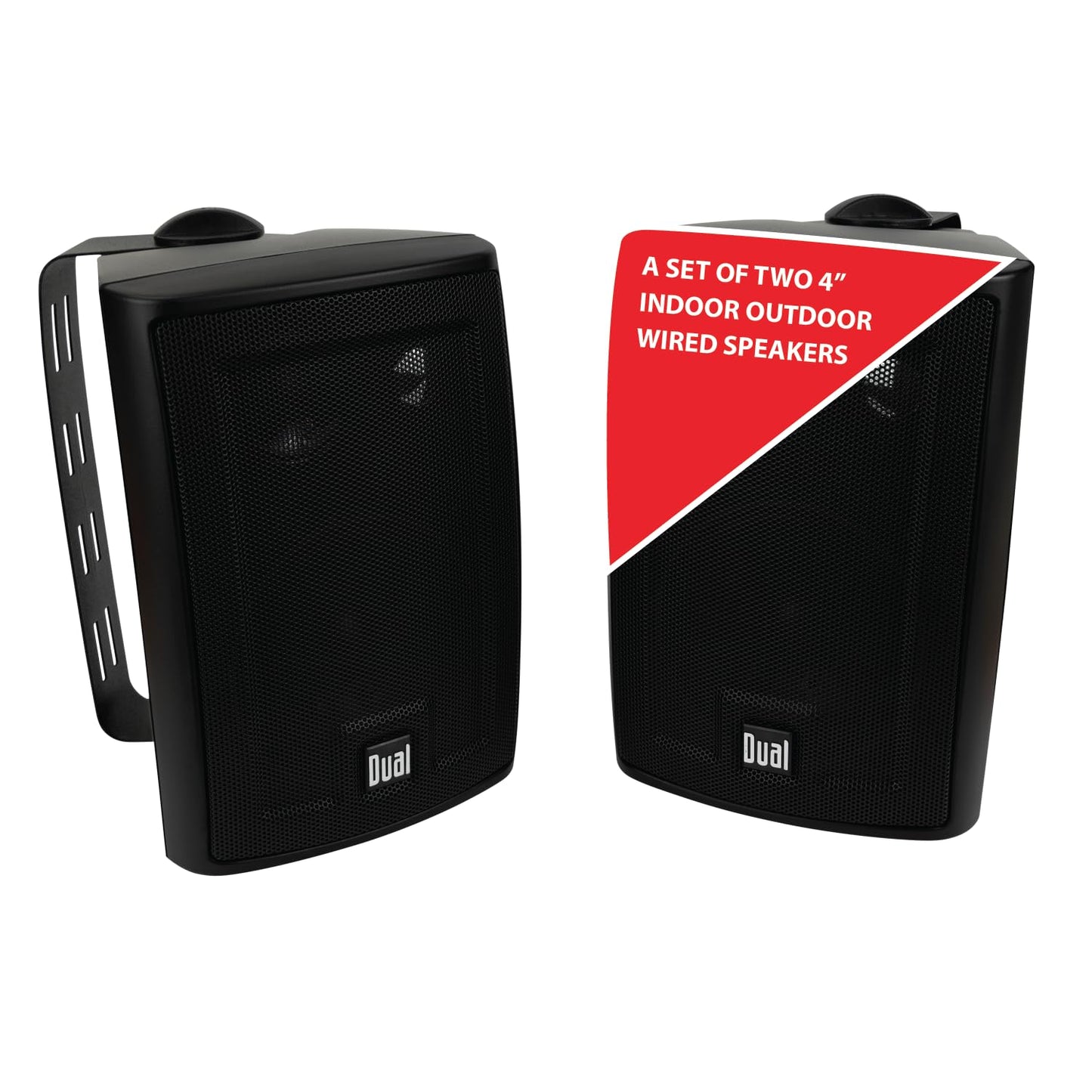 Dual Electronics Lu43Pb 4 3-Way High Performance Outdoor Indoor Wired Speakers | Effortless Set Up | Home, Pool, Patio, Garage U