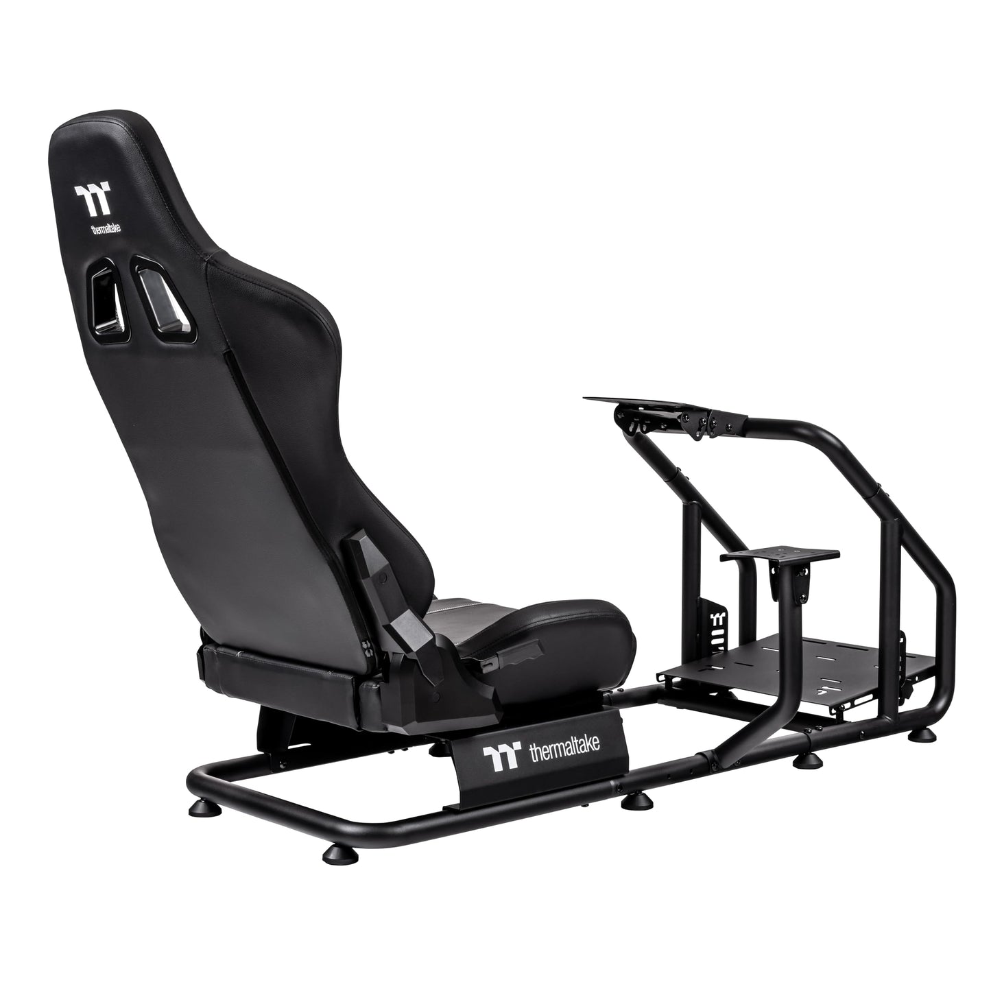 Thermaltake GR300 Racing Simulator Cockpit; Adjustable PVC Seat; Adjustable Pedal & Wheel Mounts; Shifter Mount Included; Compatible with Thrustmaster/Logitech Fanatec; GSC-R30-CPASBB-01