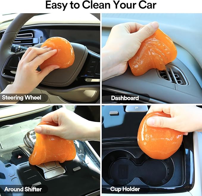 PULIDIKI Car Cleaning Gel Detailing Putty Auto Detail Tools Car Interior Cleaner Slime Supplies Car Accessories Stocking Stuffers Gifts for Men Women Teens White Elephant Gifts Adult Orange (2Pack)