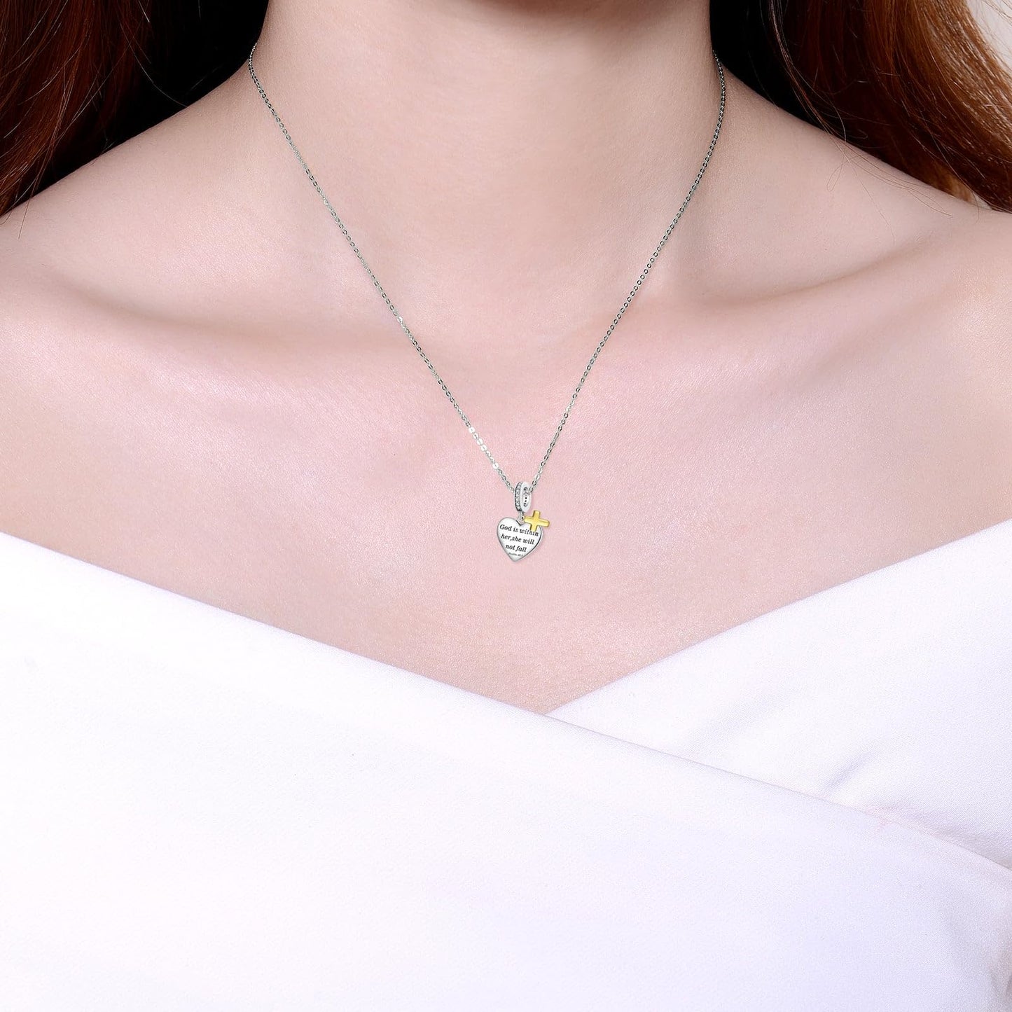 Alstade God is within her she will not fall Charm 925 Sterling Silver Charms fits Bracelets and Necklace Pendant Bead Charms Jew