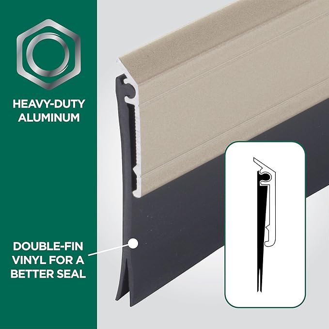 M-D Building Products 48996 All-Season Door Sweep, Heavy Duty Aluminum and Vinyl, Ideal for Residential & Commercial Use, Easy Installation, Ensure Comfort and Save Energy (36 Inch, Satin Nickel)