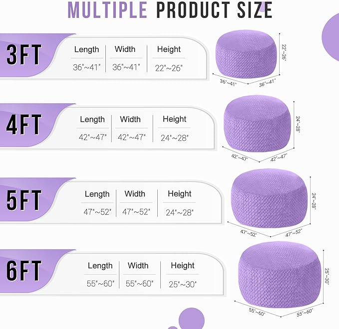 5FT Bean Bag Chair,Giant Bean Bag Chairs for Adults,Big Bean Bags with Memory Foam Filled, Large Beanbag Chairs with Chevron Plush Cover-Purple